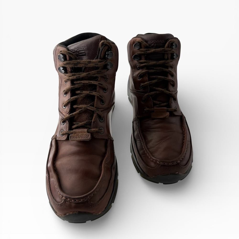 Rockport Men's XCS Waterproof Leather Hiking Gorpcore Brown Rugged Lace-Up Boots